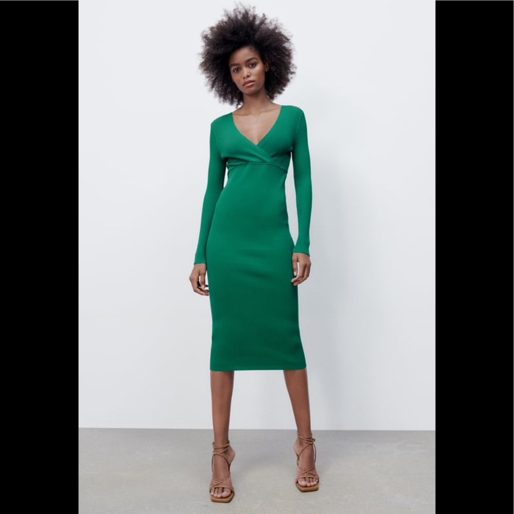 Zara green wrapped knitted sweater